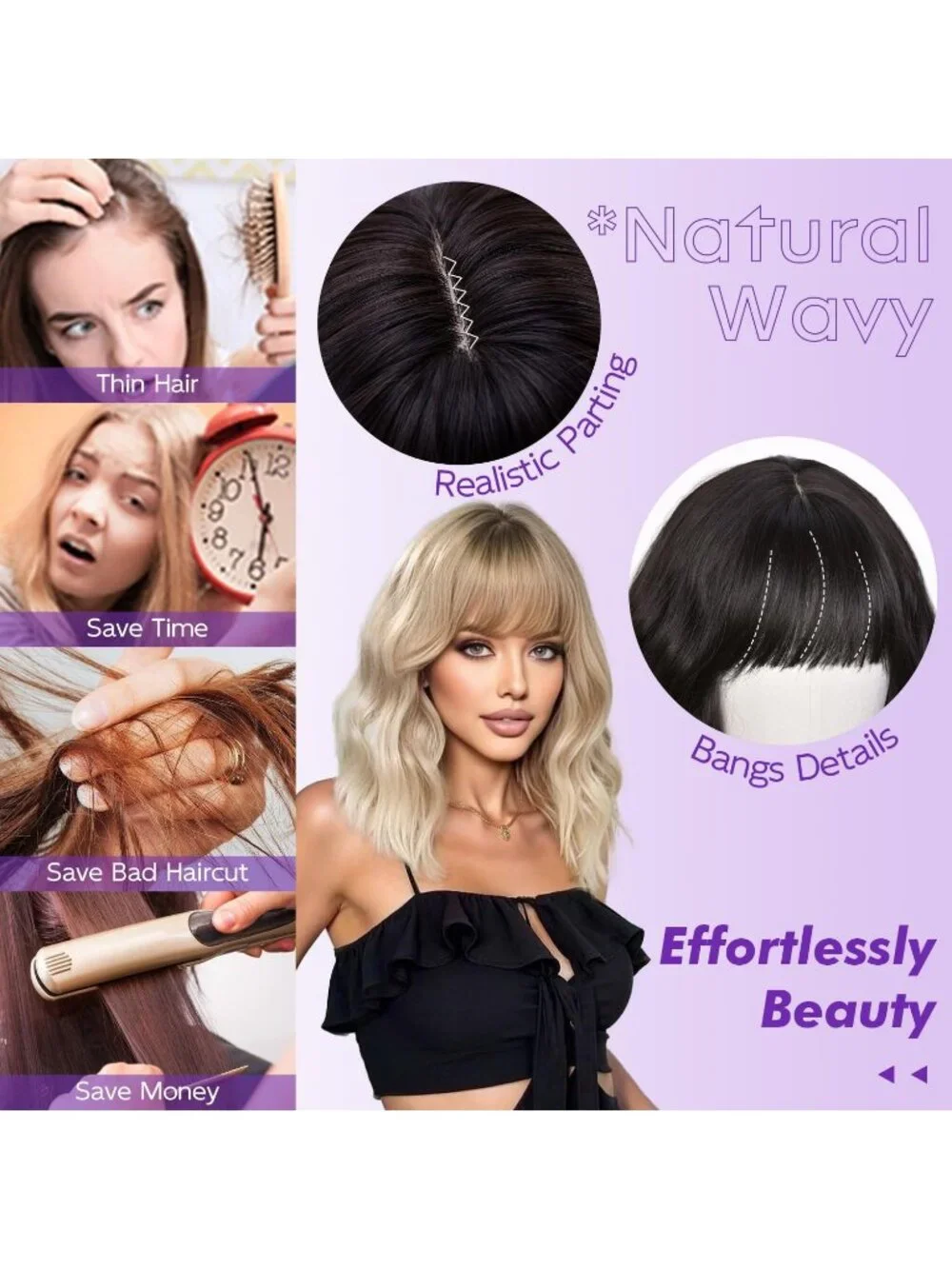 Women's Dark Brown 14 Inch Natural Synthetic Short Curly Wavy Fiber Wigs